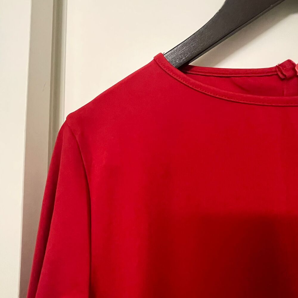 Women’s Red Long Sleeve Midi Sheath Dress Stretch Slim Comfy Size L - Picture 6 of 14